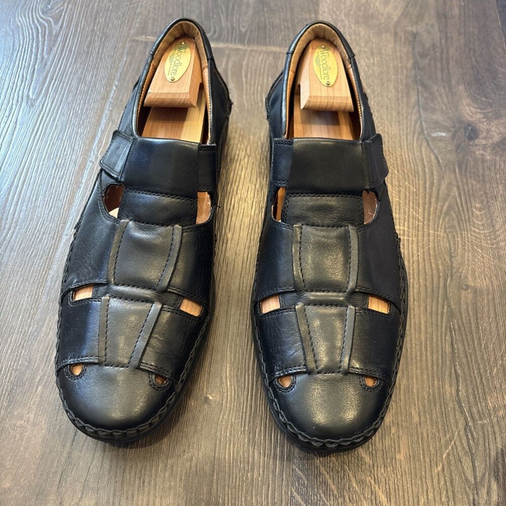 Pikolinos Tarifa Fisherman Sandals Mens 11 EU 44 Black Soft Leather Comfort